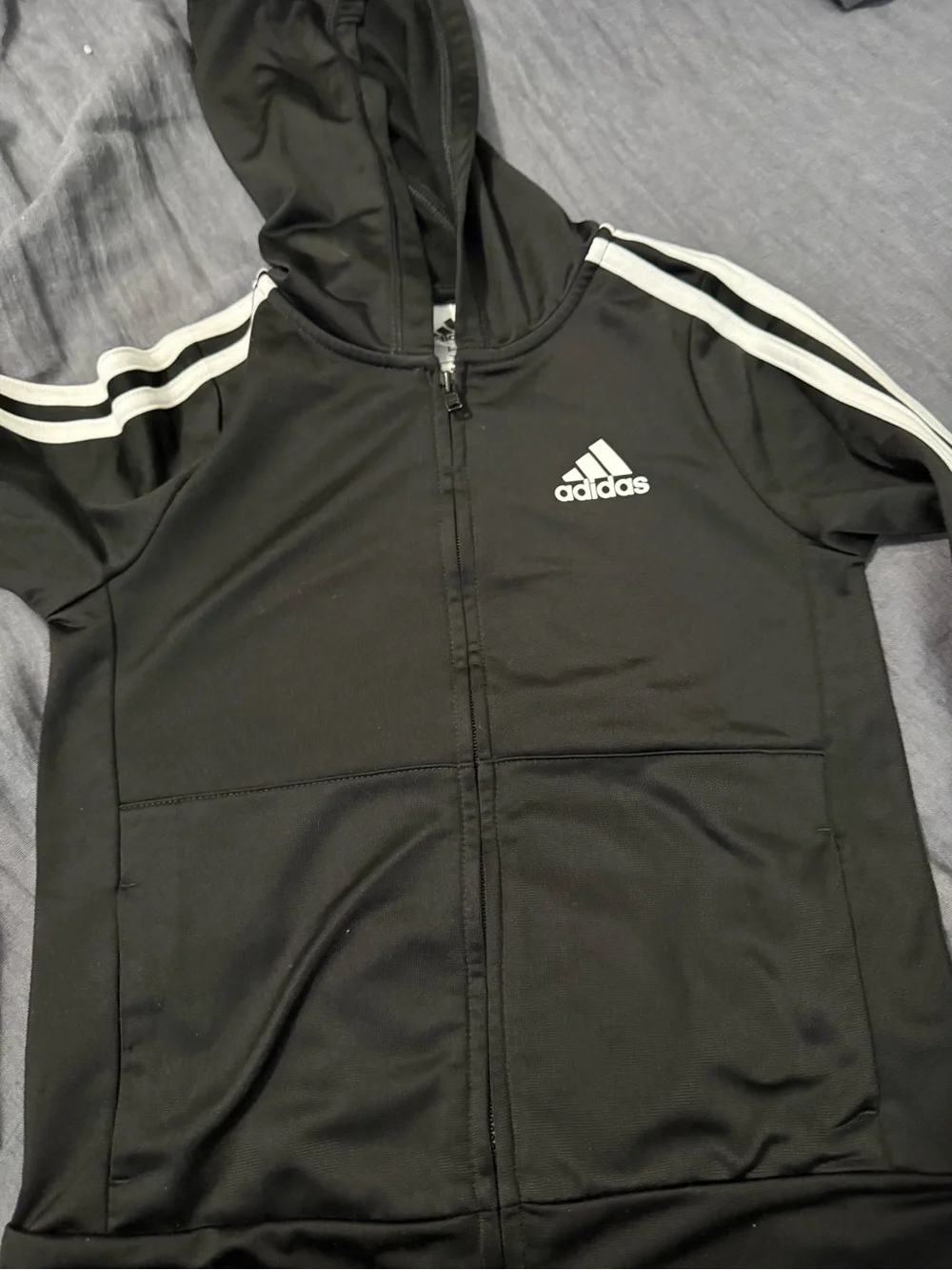 Adidas Black Tracksuit Jacket & Pants with White Stripes  SIZE 5